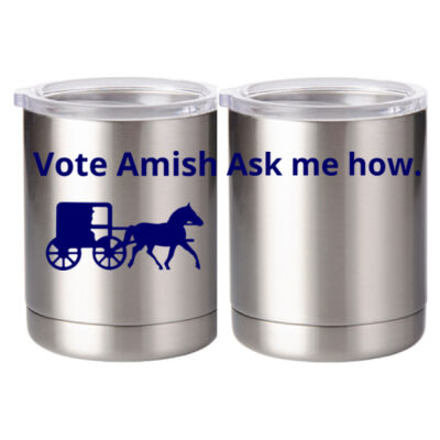 Vote Amish - 10 oz Silver Stainless Steel Short Tumbler Thumbnail
