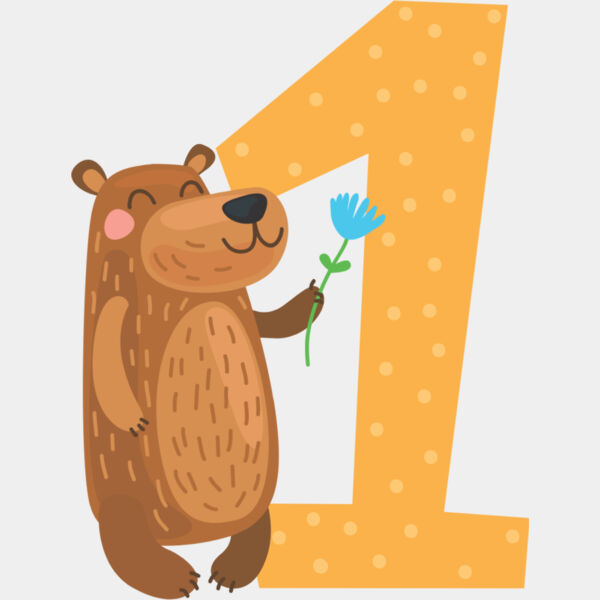 One Birthday Animal Bear Number 1 Thumbnail