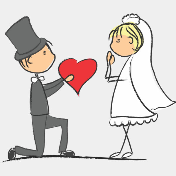 Cartoon Wedding Groom Bride Proposal 1 Thumbnail