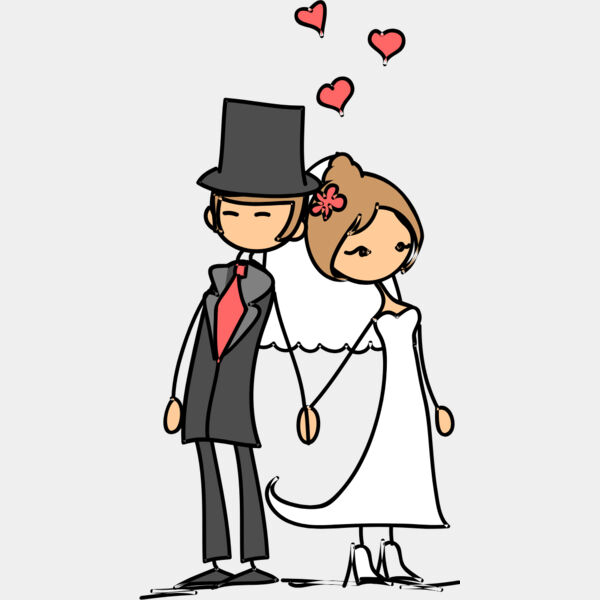 Cartoon Wedding Groom Bride Holding Hands 15 Thumbnail