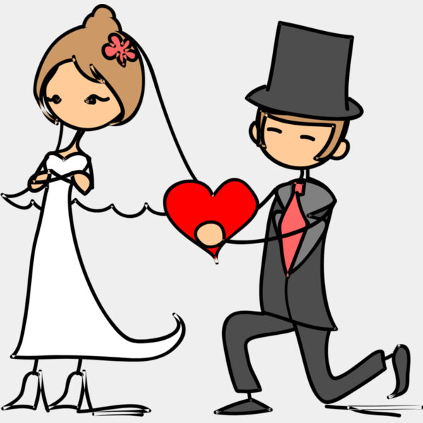 Cartoon Wedding Groom Bride Proposal 6 Thumbnail